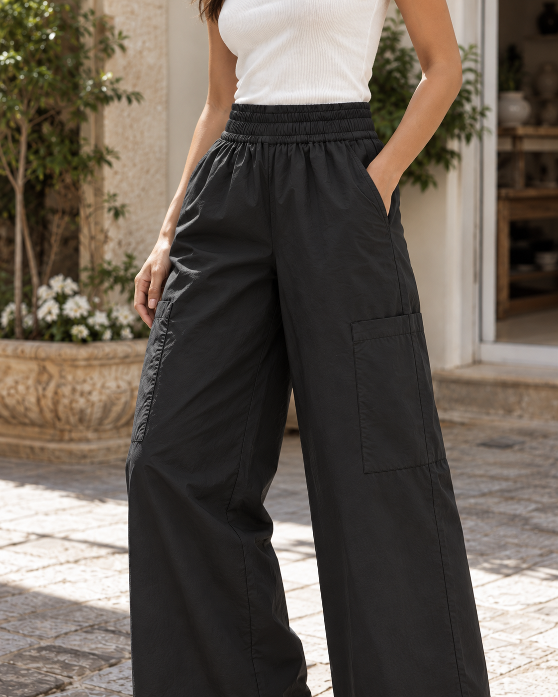 Wide-Leg Cargo Pants