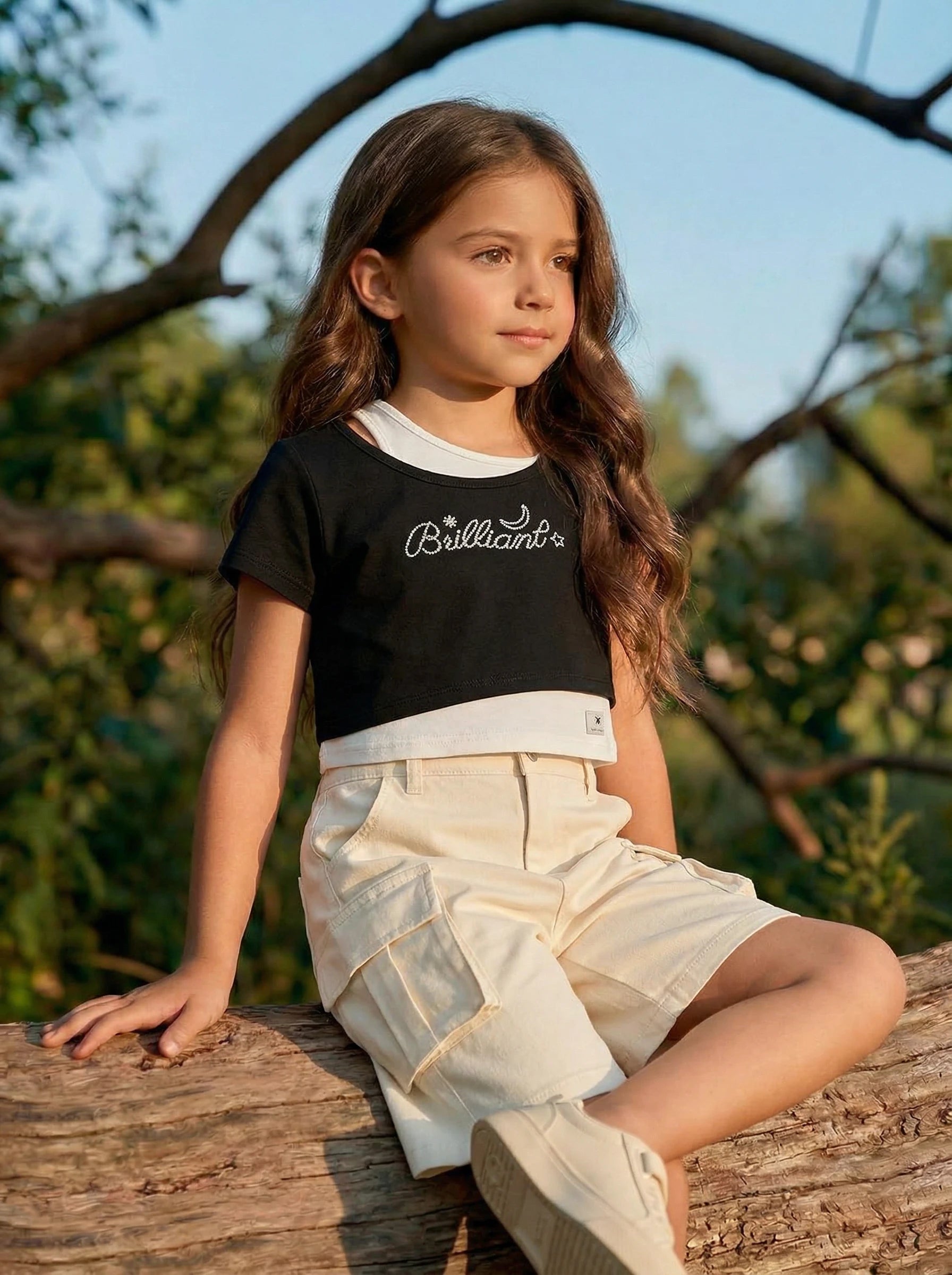 Girls Cropped Graphic T-Shirt