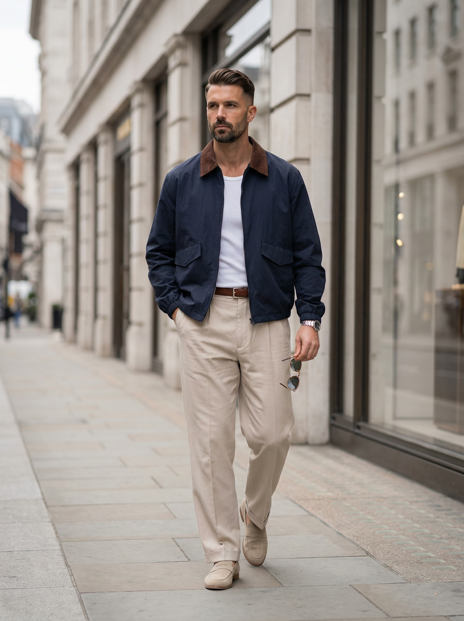 Contrast Collar Zip Jacket