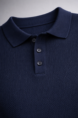 Ribbed Polo Knit Sweater