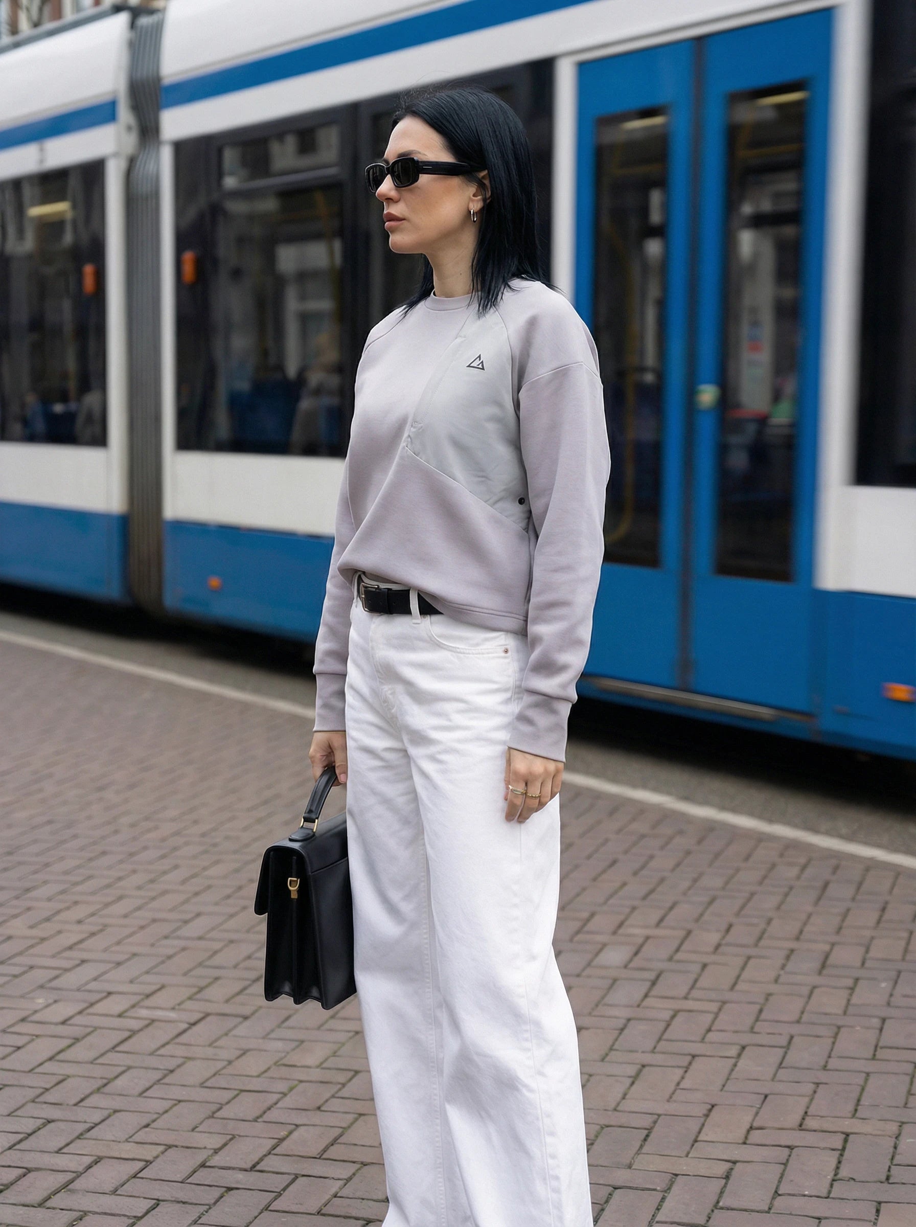 Structured Panel Crew Neck Sweatshirt