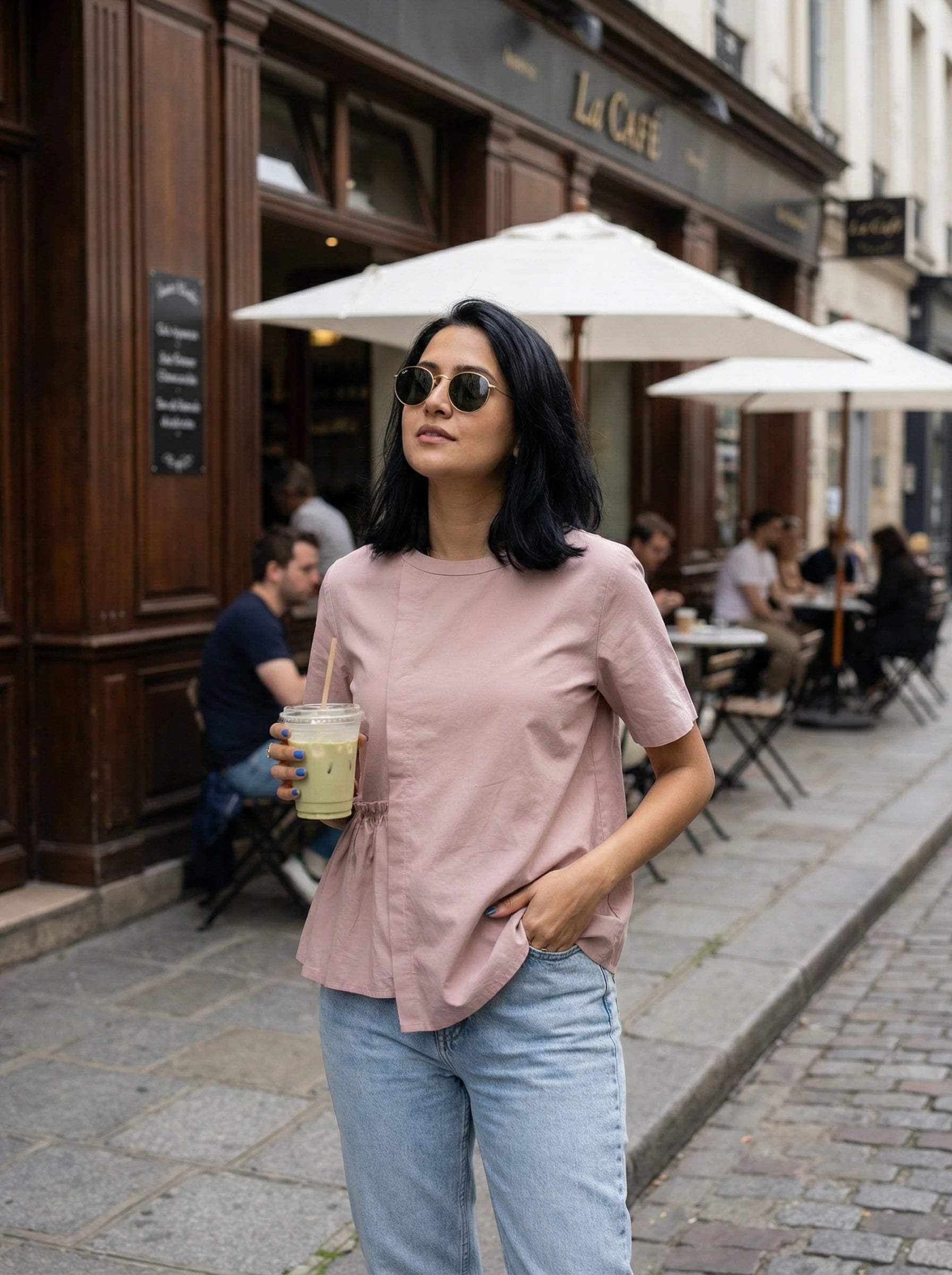 Asymmetric Detail Short Sleeve Blouse