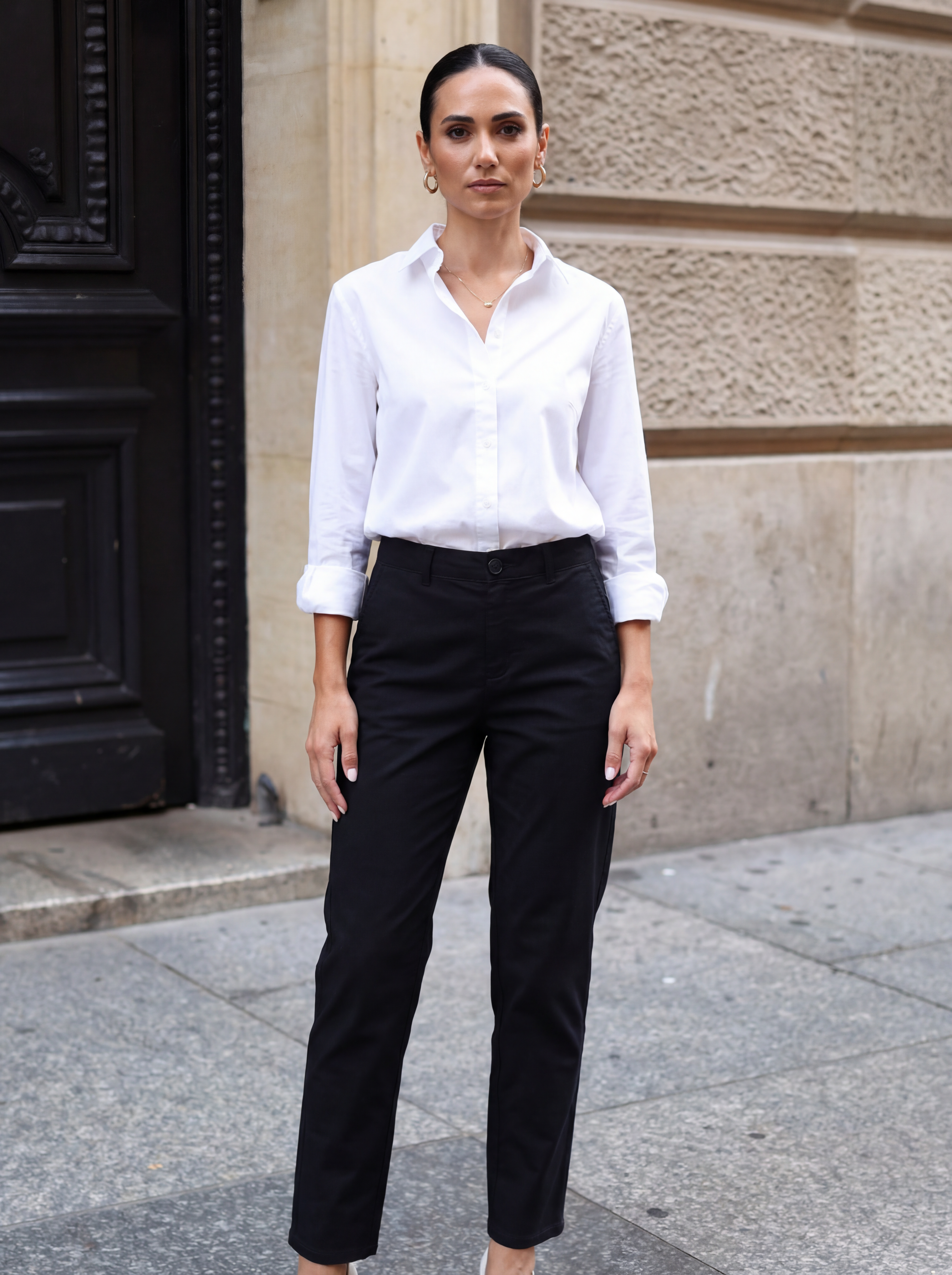 High-Rise Slim Straight Pants