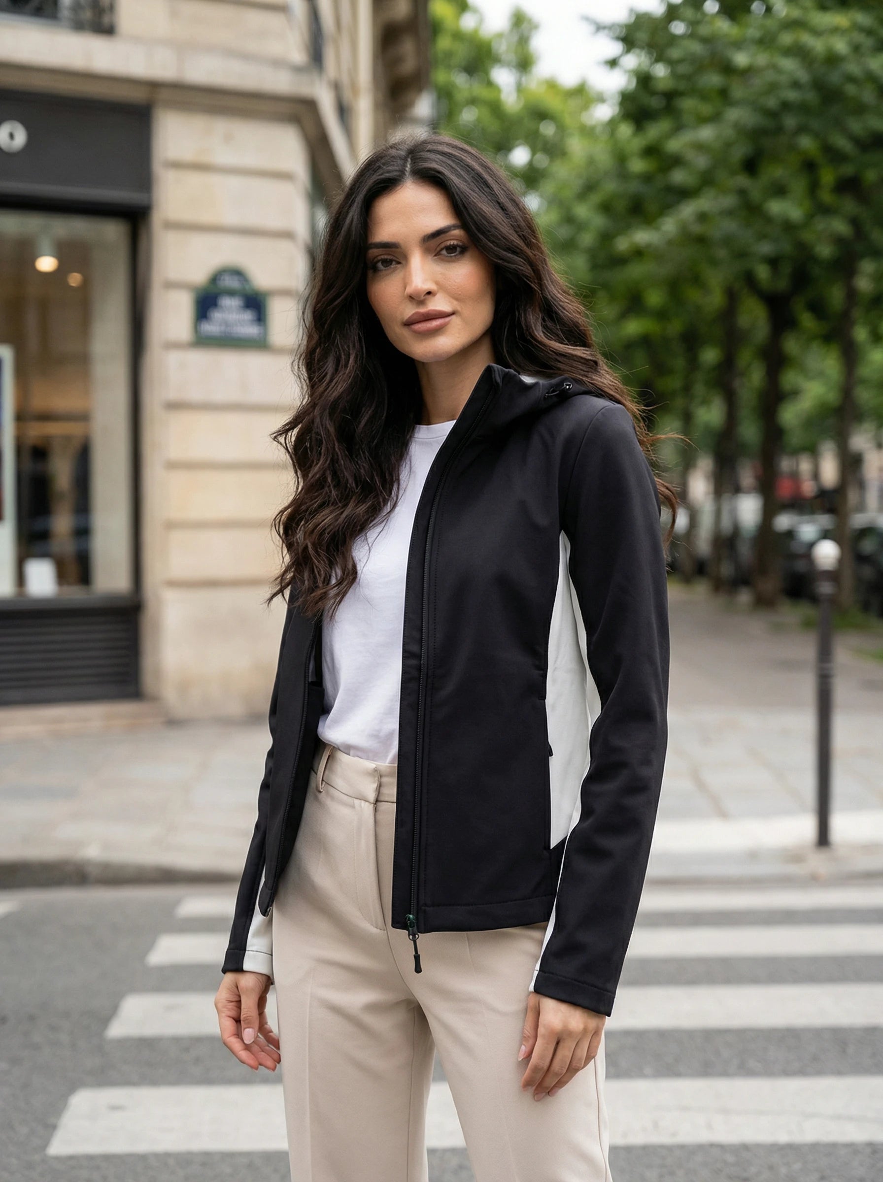 Color Block Hooded Zip Jacket