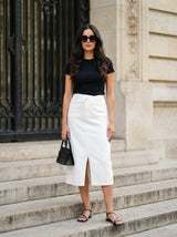 High-Rise Straight Midi Skirt