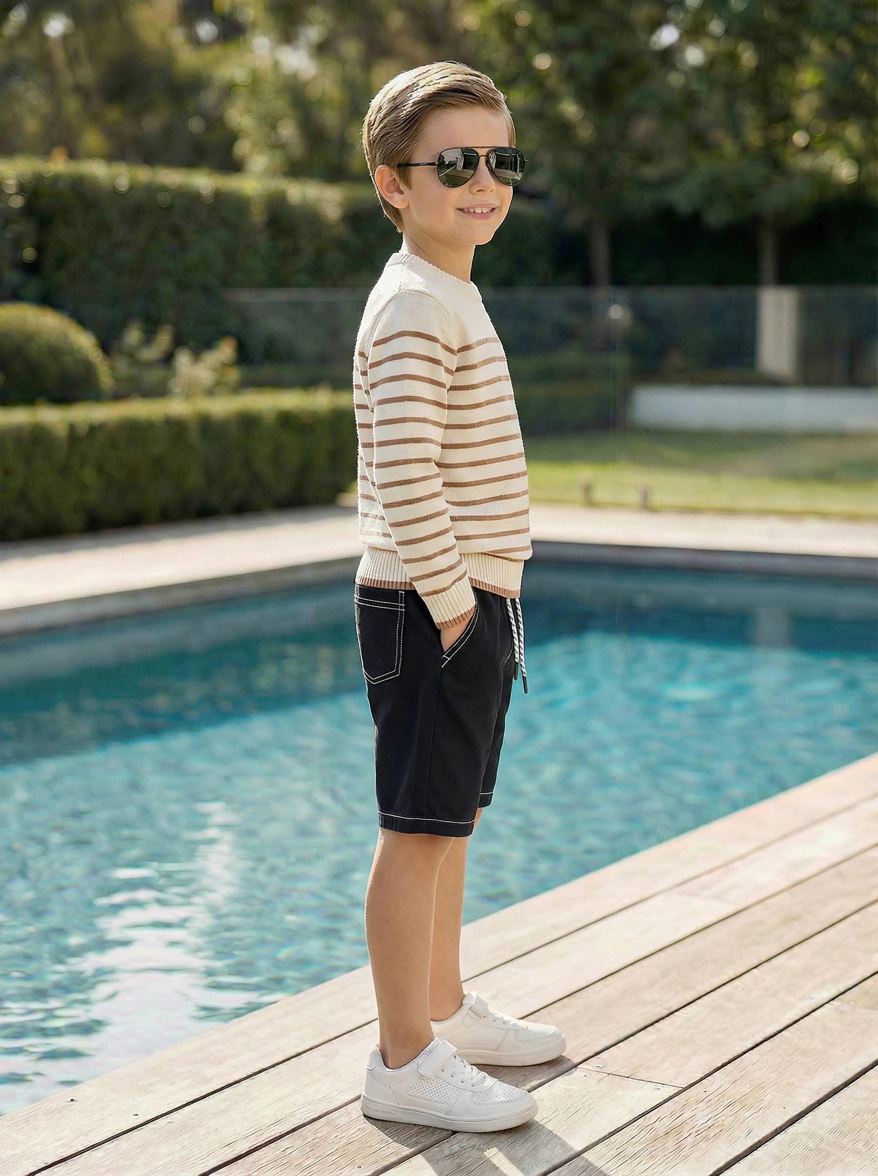 Kids Contrast Stitch Drawstring Shorts
