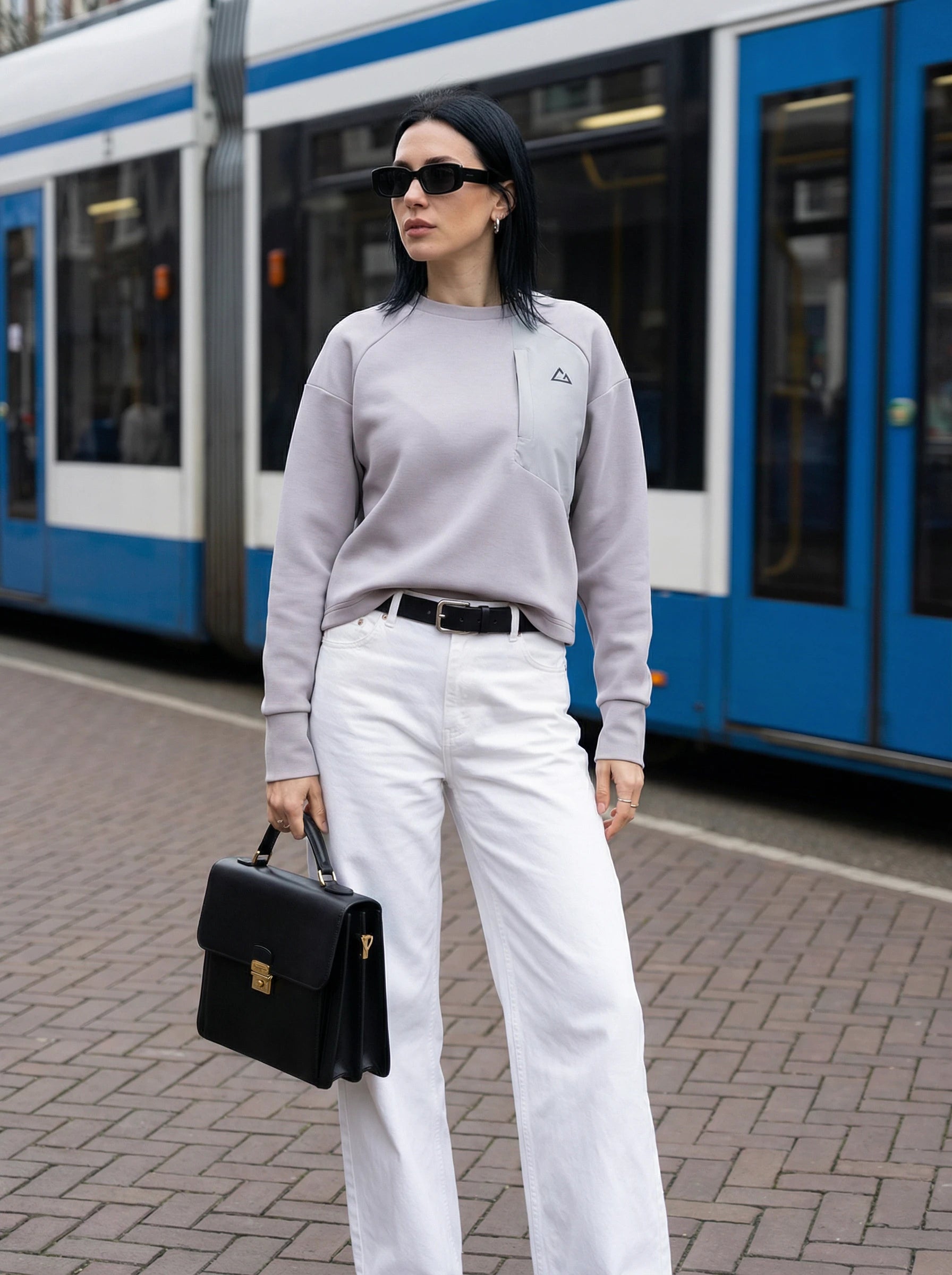 Structured Panel Crew Neck Sweatshirt
