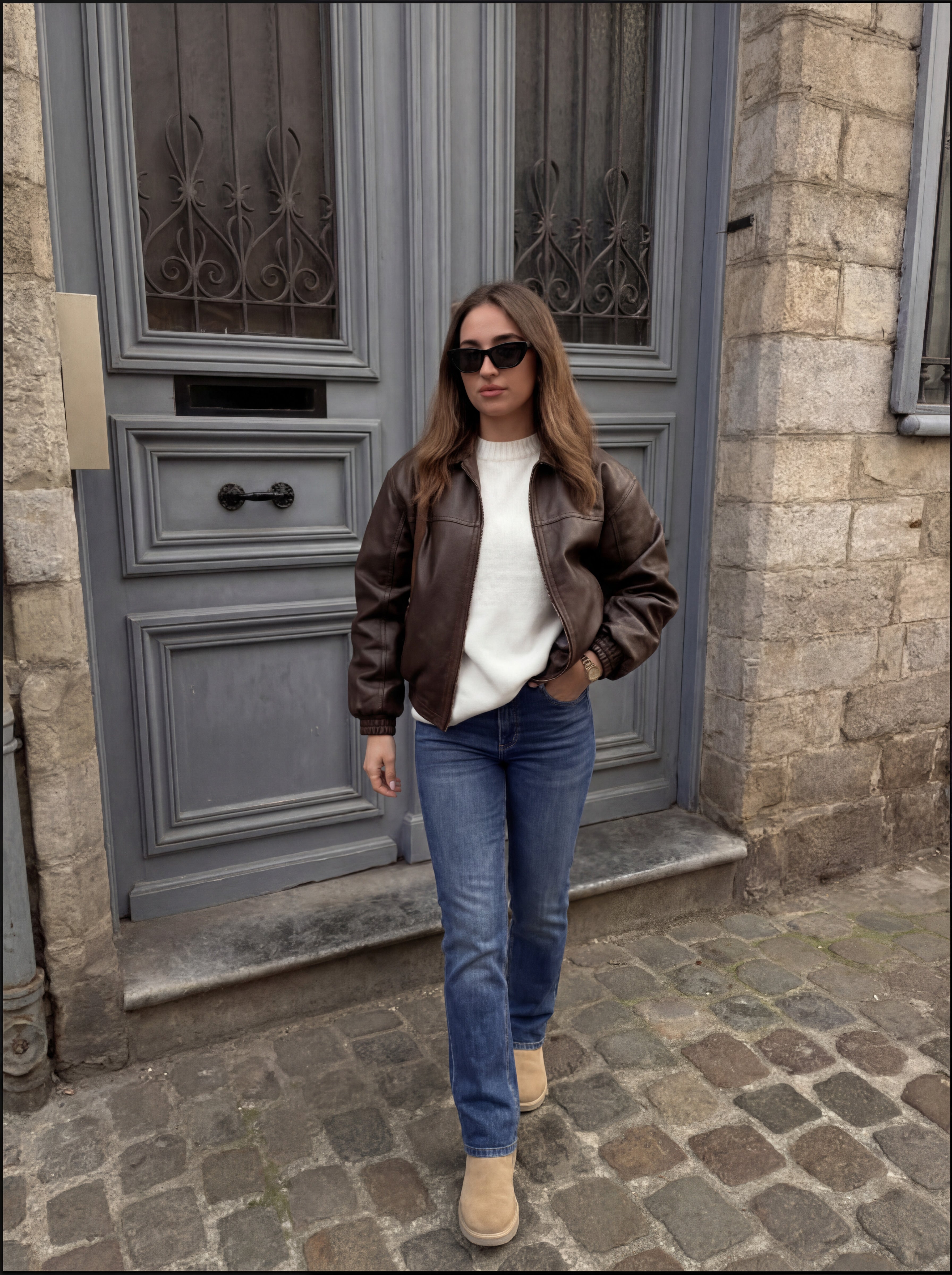 High-Rise Straight Ankle Jeans