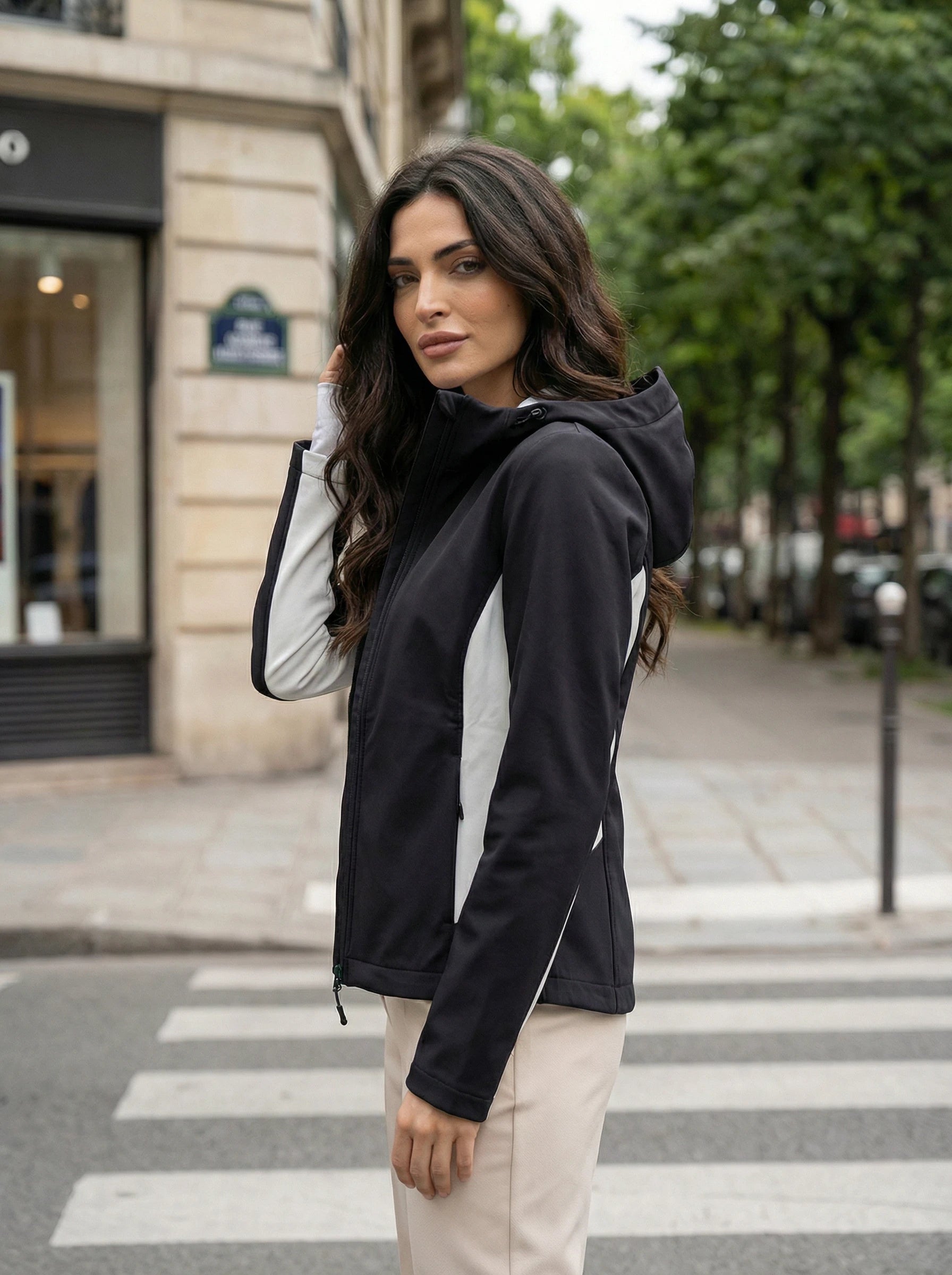 Color Block Hooded Zip Jacket