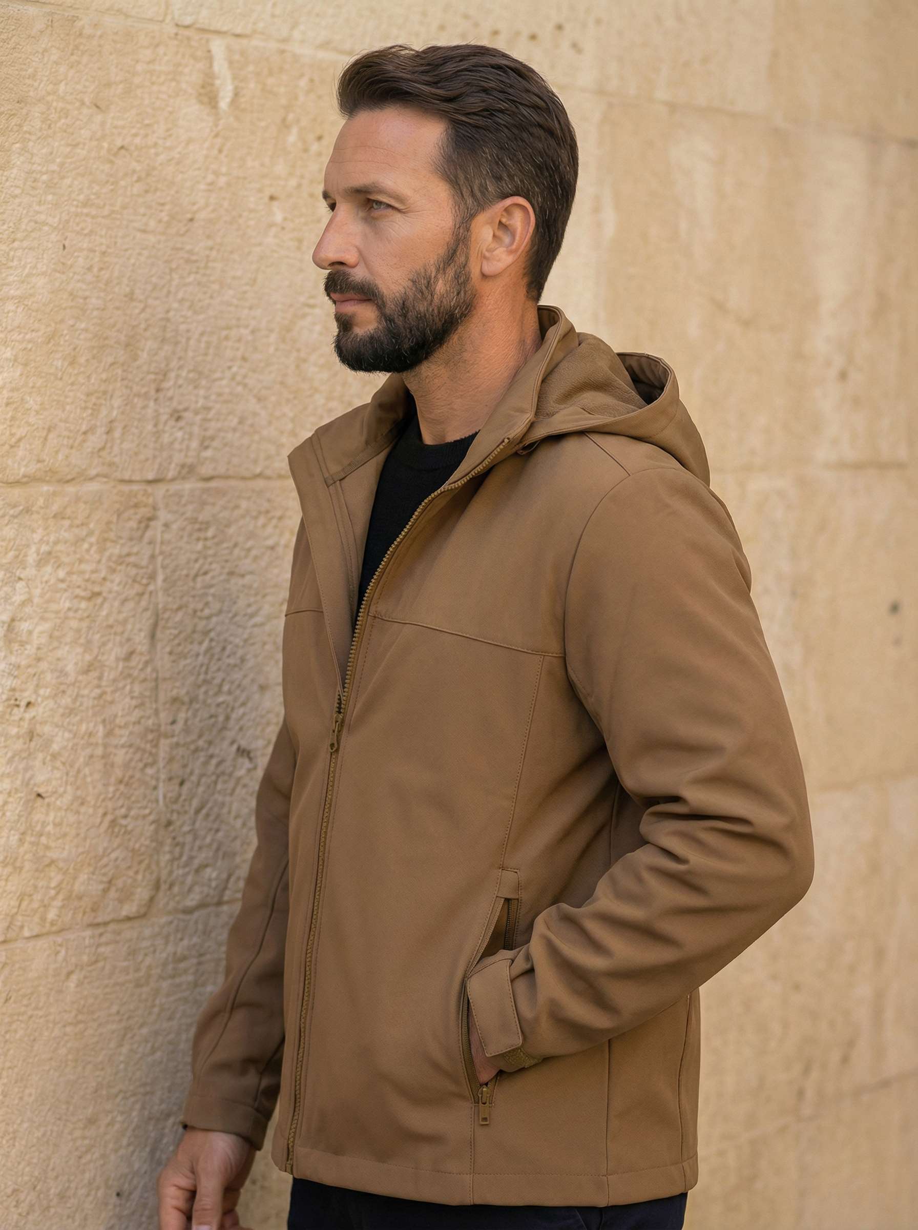 Hooded Zip-Front Jacket