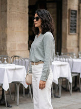 Pleated Front Long Sleeve Blouse