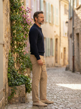 Ribbed Polo Knit Sweater