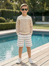 Kids Striped Elastic Waist Shorts