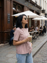 Asymmetric Detail Short Sleeve Blouse