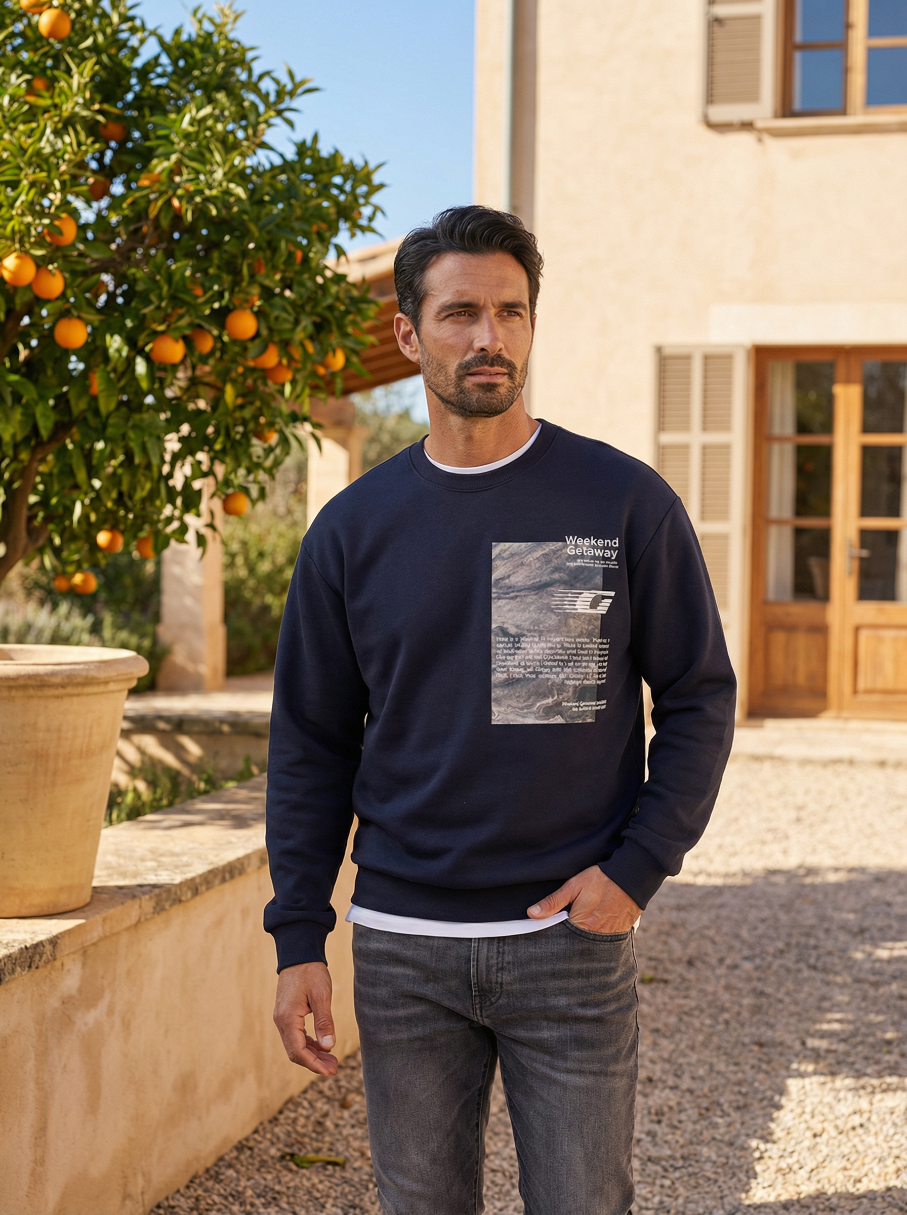Graphic Print Crew Neck Sweatshirt