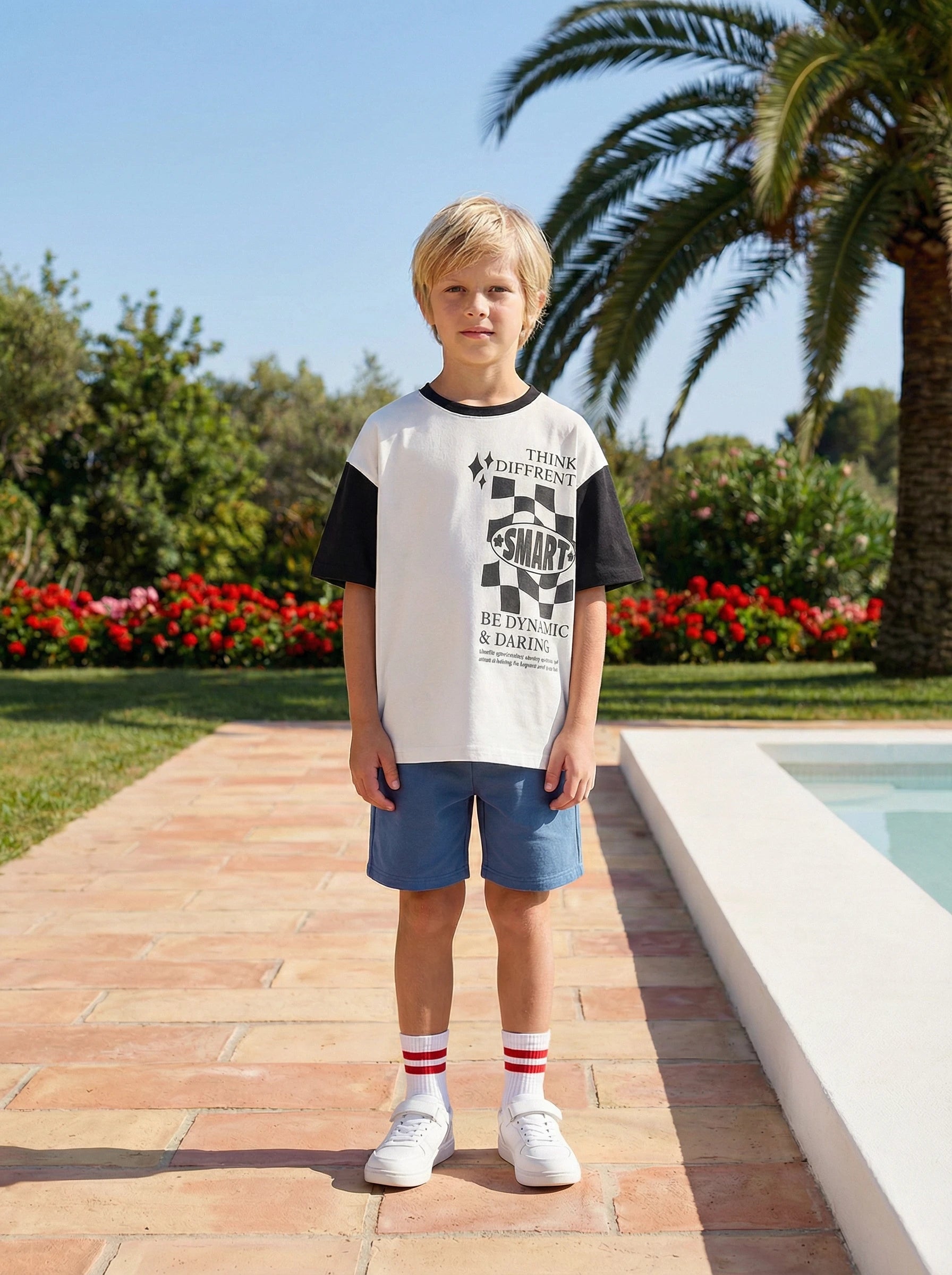 Kids Contrast Sleeve Graphic T-Shirt