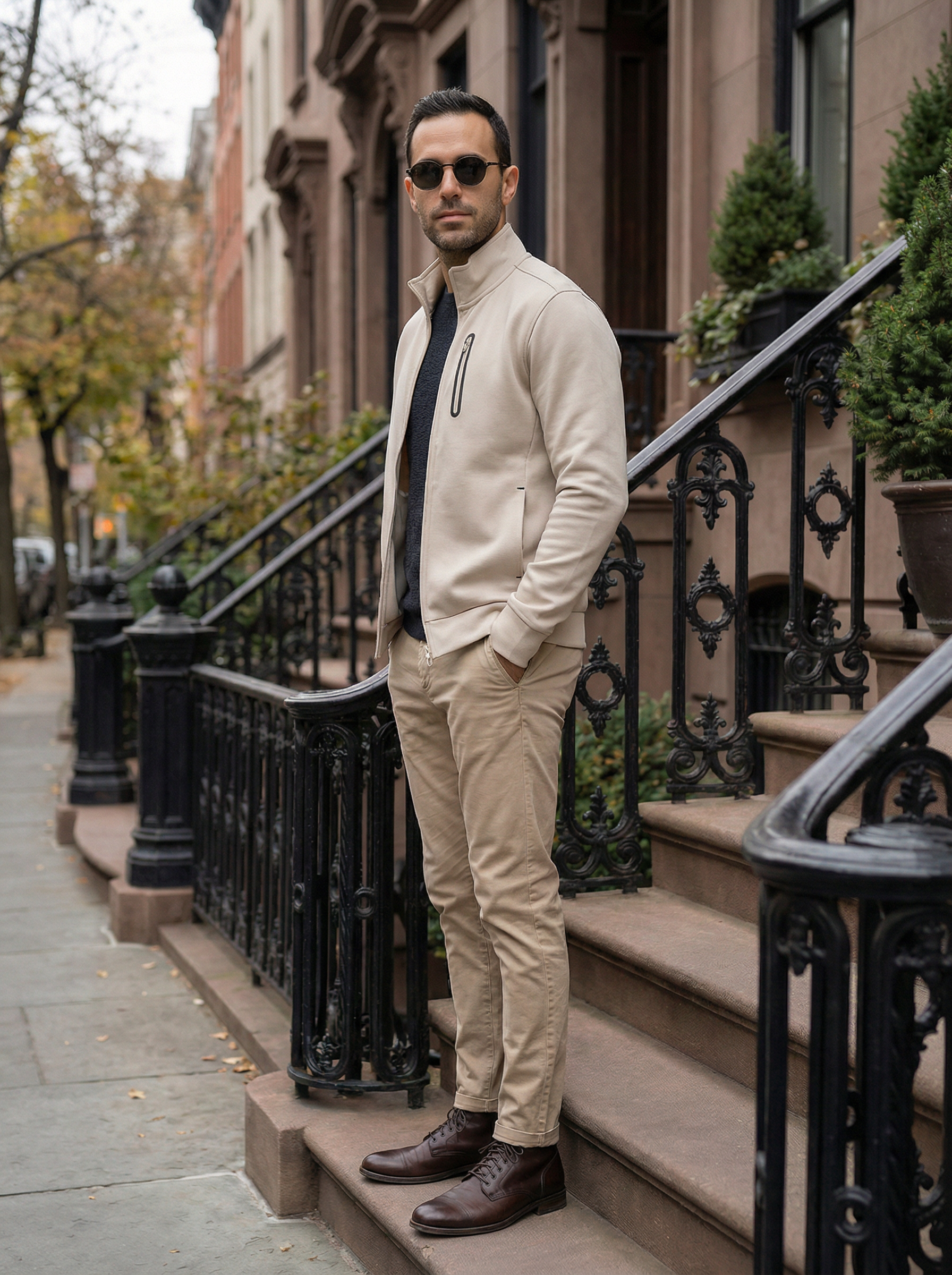 Zip-Front Stand Collar Jacket