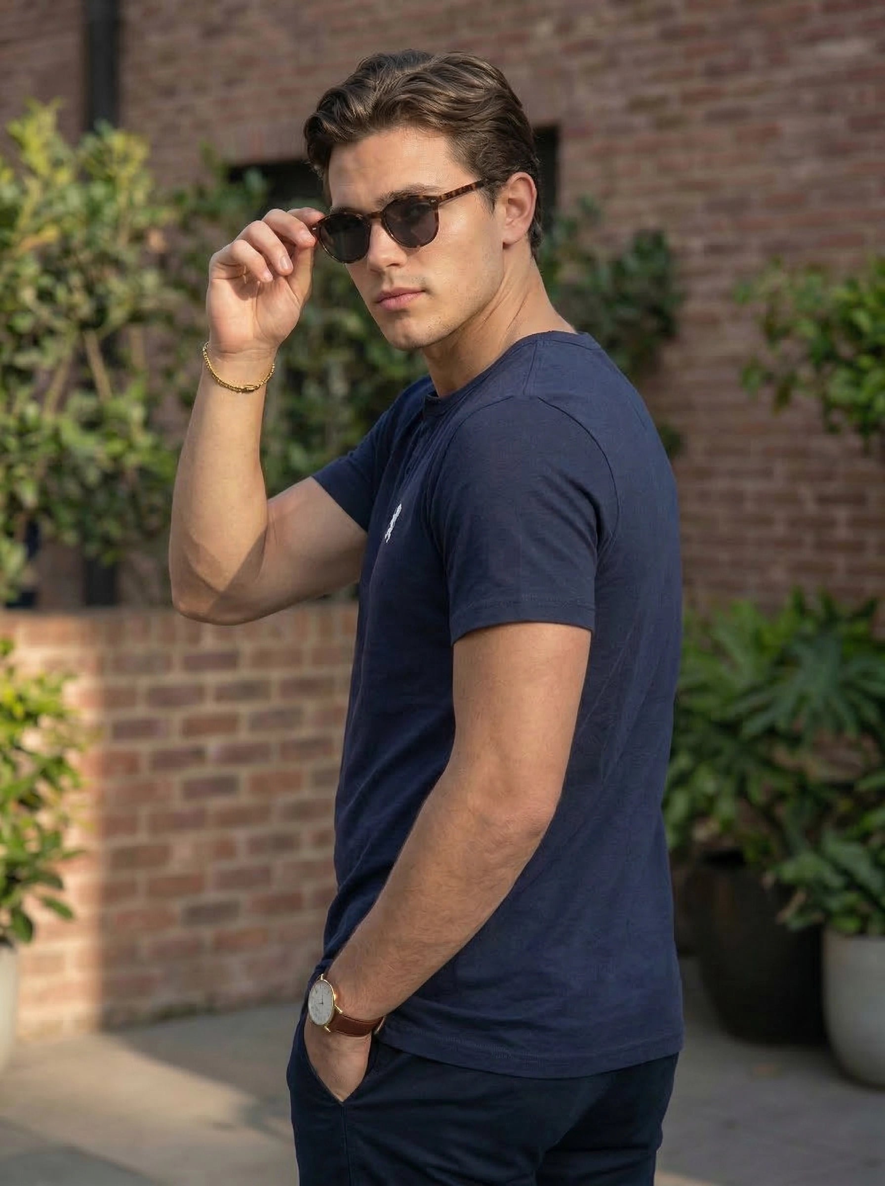 Men’s Henley Neck Short Sleeve T-Shirt