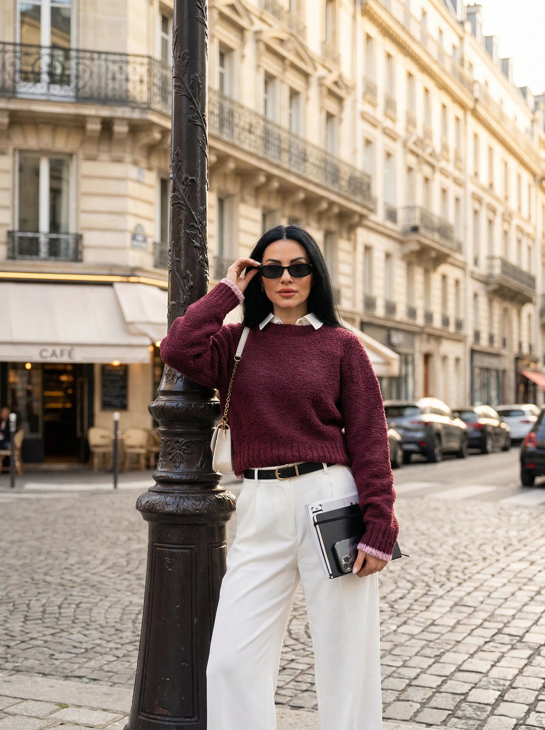 Textured Crew Neck Knit Sweater