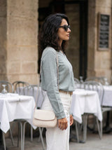 Pleated Front Long Sleeve Blouse