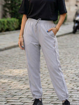 Elastic Drawstring Tapered Pants