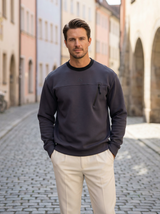 Structured Crewneck Sweatshirt with Chest Detail