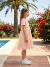 Kids Embroidered Tulle Hem Dress
