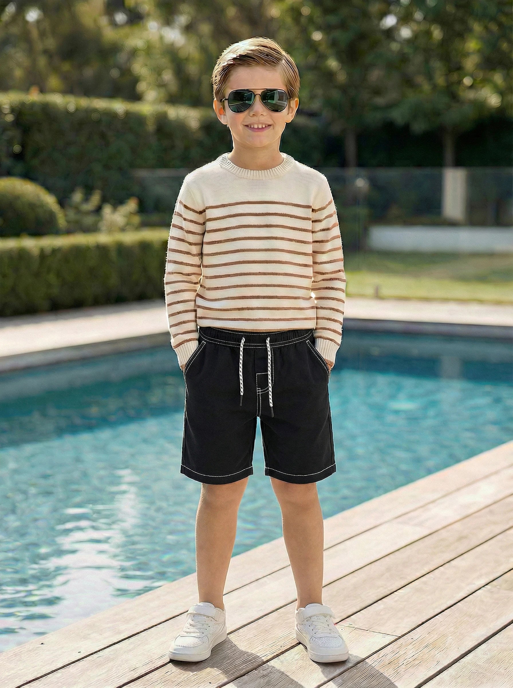 Kids Contrast Stitch Drawstring Shorts