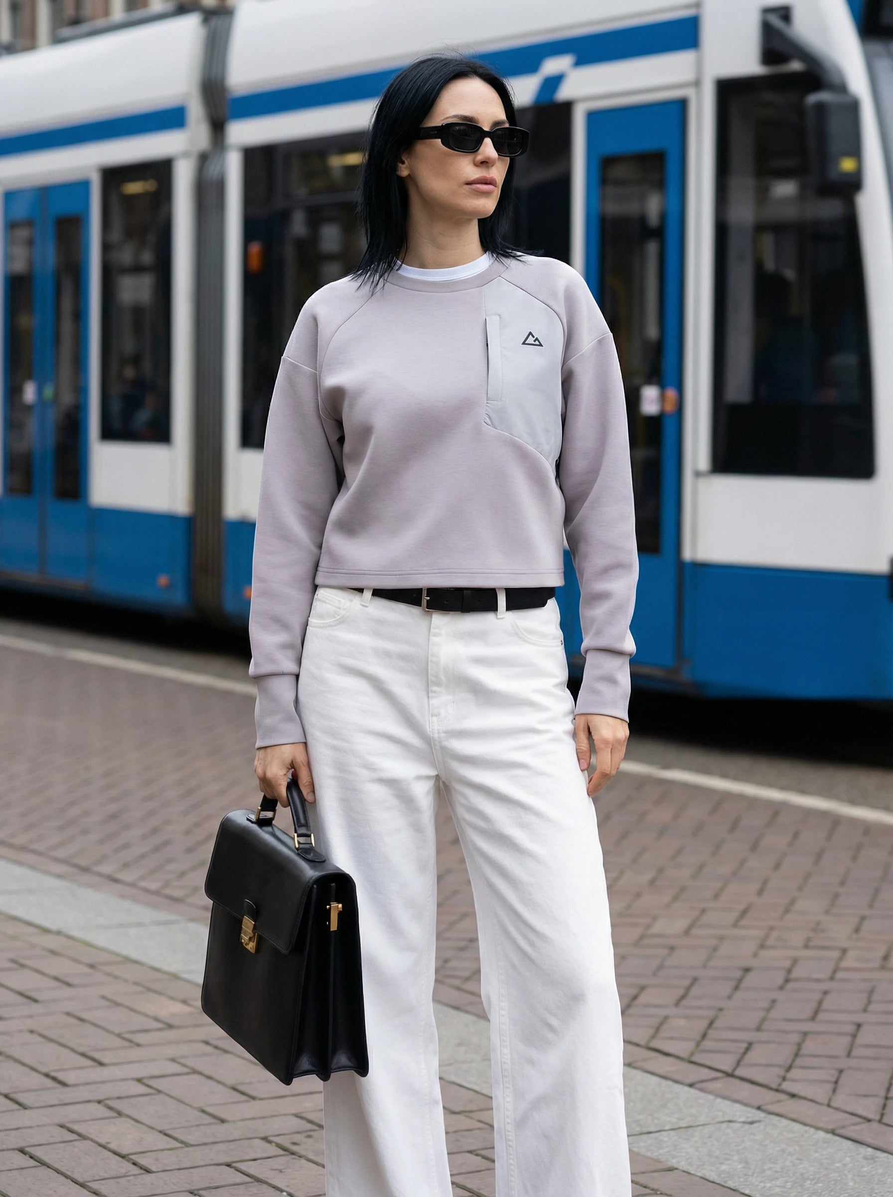 Structured Panel Crew Neck Sweatshirt
