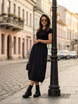 Elastic Waist Midi Skirt