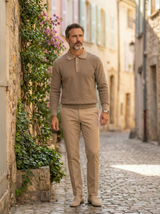 Ribbed Polo Knit Sweater