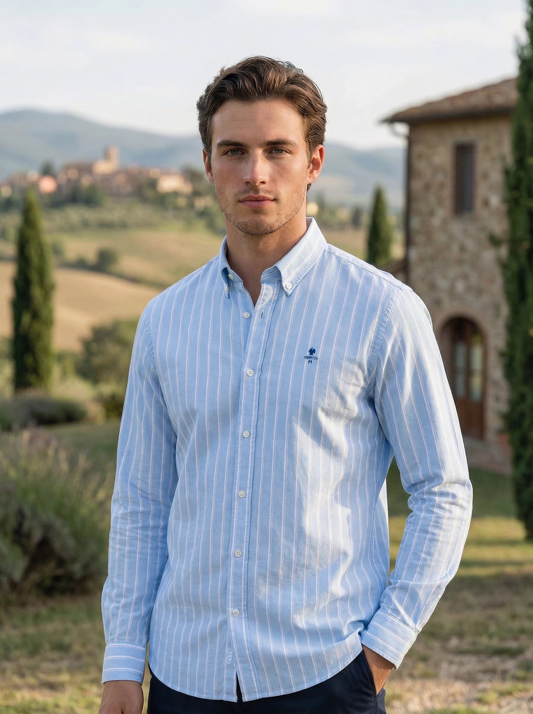 Men’s Striped Button-Down Shirt