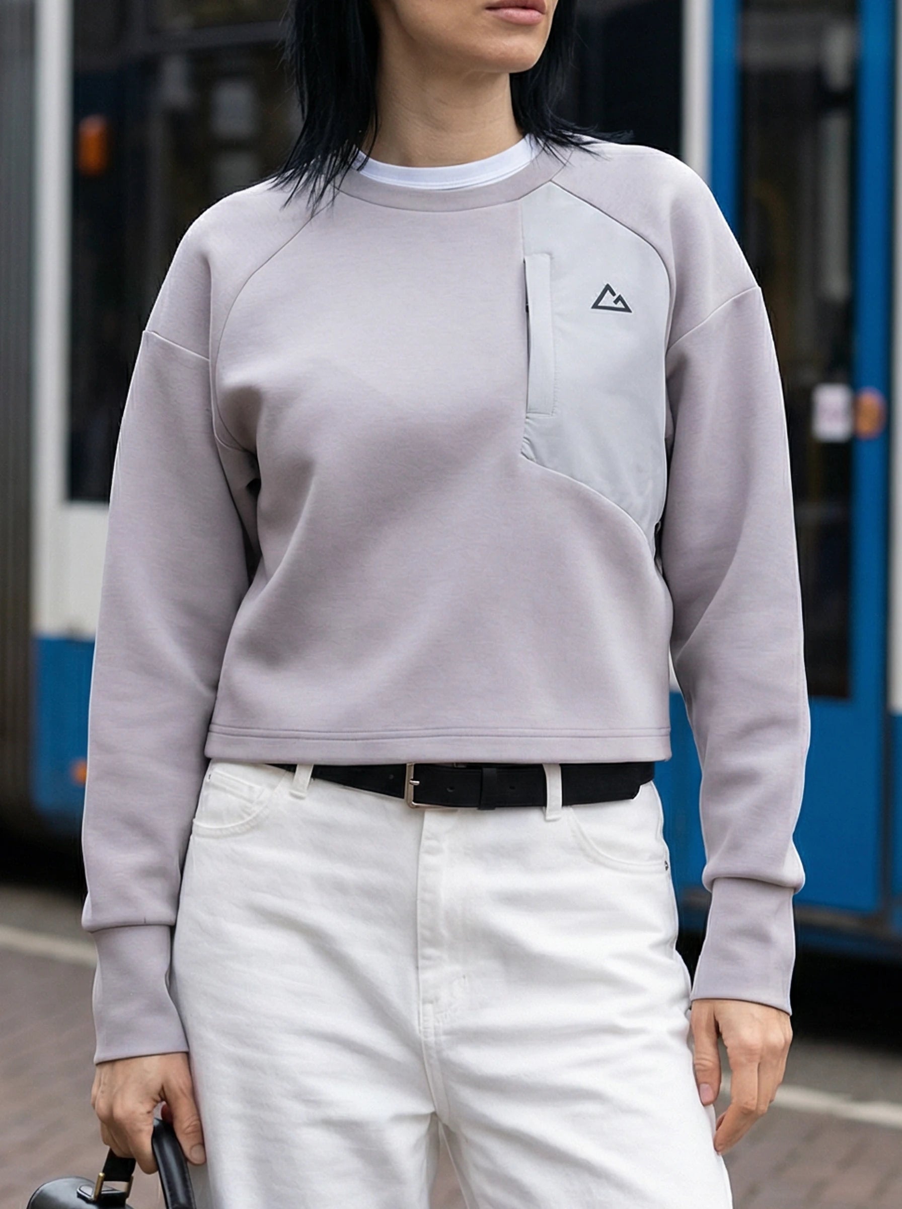 Structured Panel Crew Neck Sweatshirt