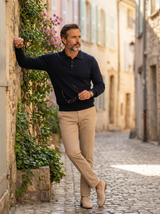 Ribbed Polo Knit Sweater