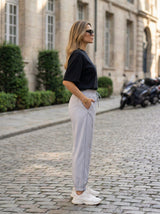 Elastic Drawstring Tapered Pants