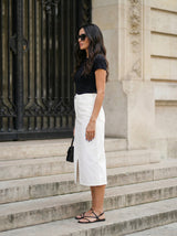 High-Rise Straight Midi Skirt