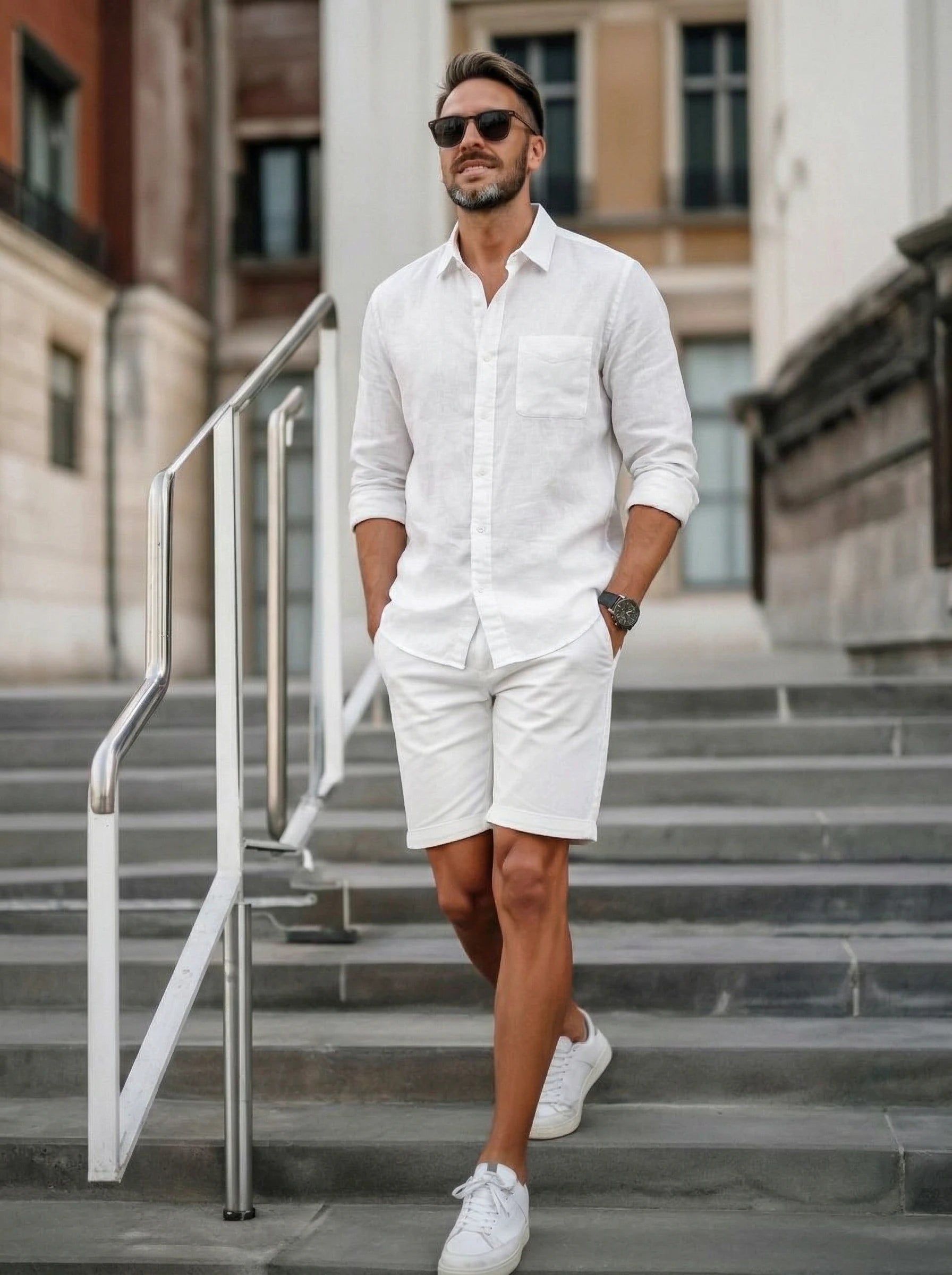 Men’s Button-Up Casual Linen Shirt