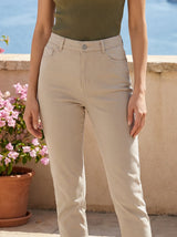 High-Rise Slim Straight Pants
