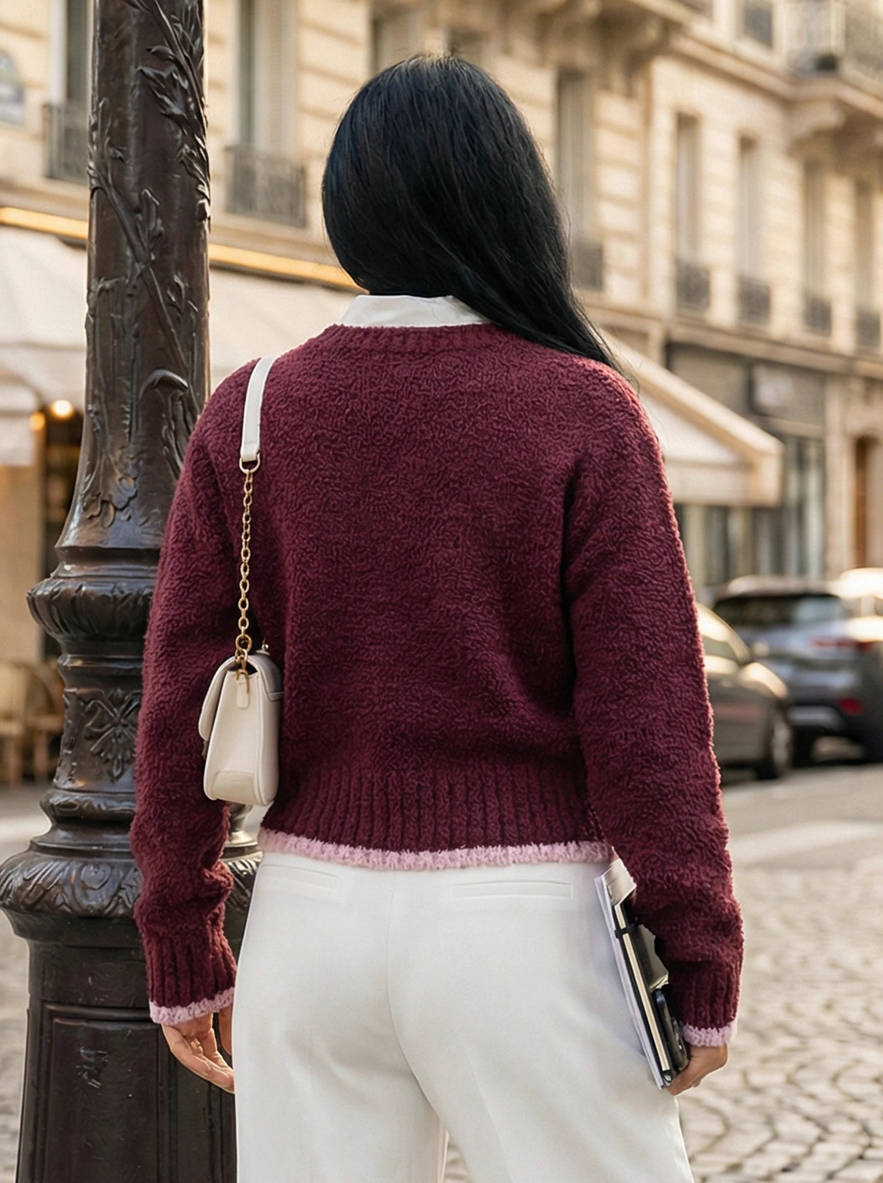 Textured Crew Neck Knit Sweater