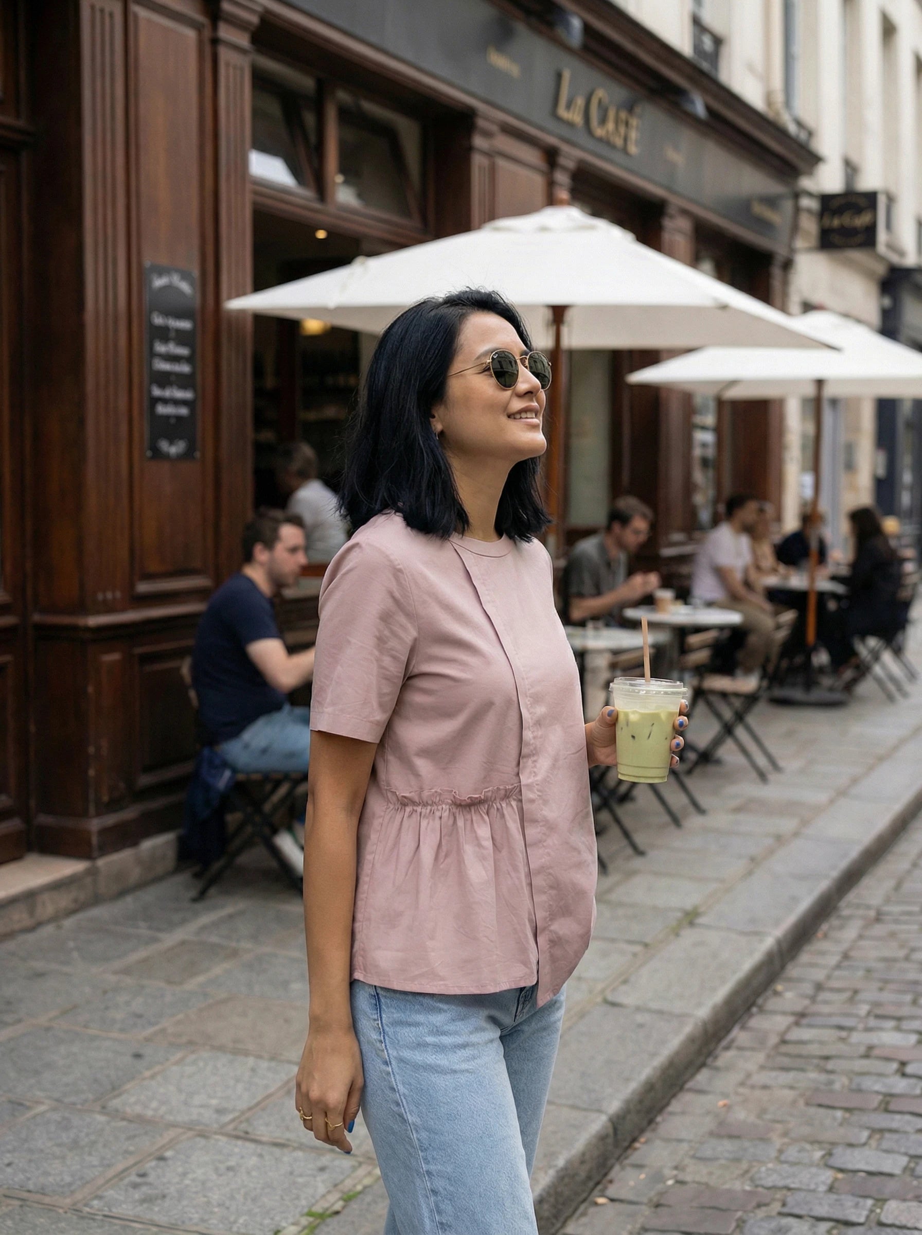 Asymmetric Detail Short Sleeve Blouse