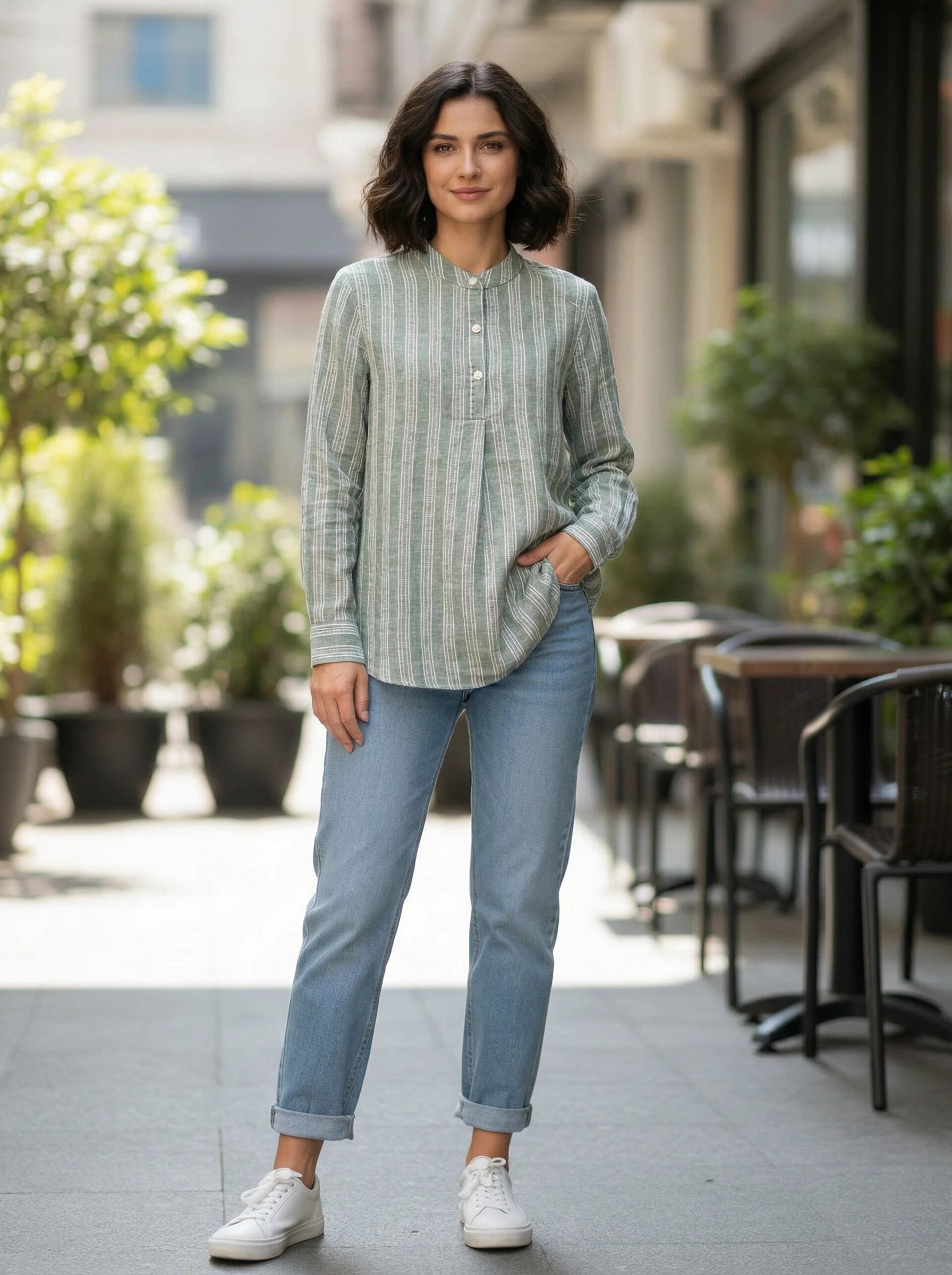 Women’s Striped Button-Front Shirt