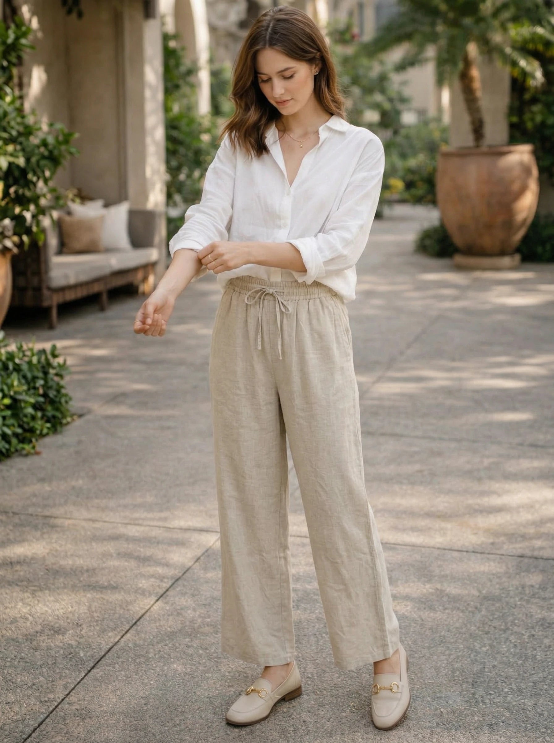 Women's Relaxed Linen Drawstring Pants