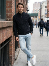 Men’s Cable Knit Zip-Up Sweater