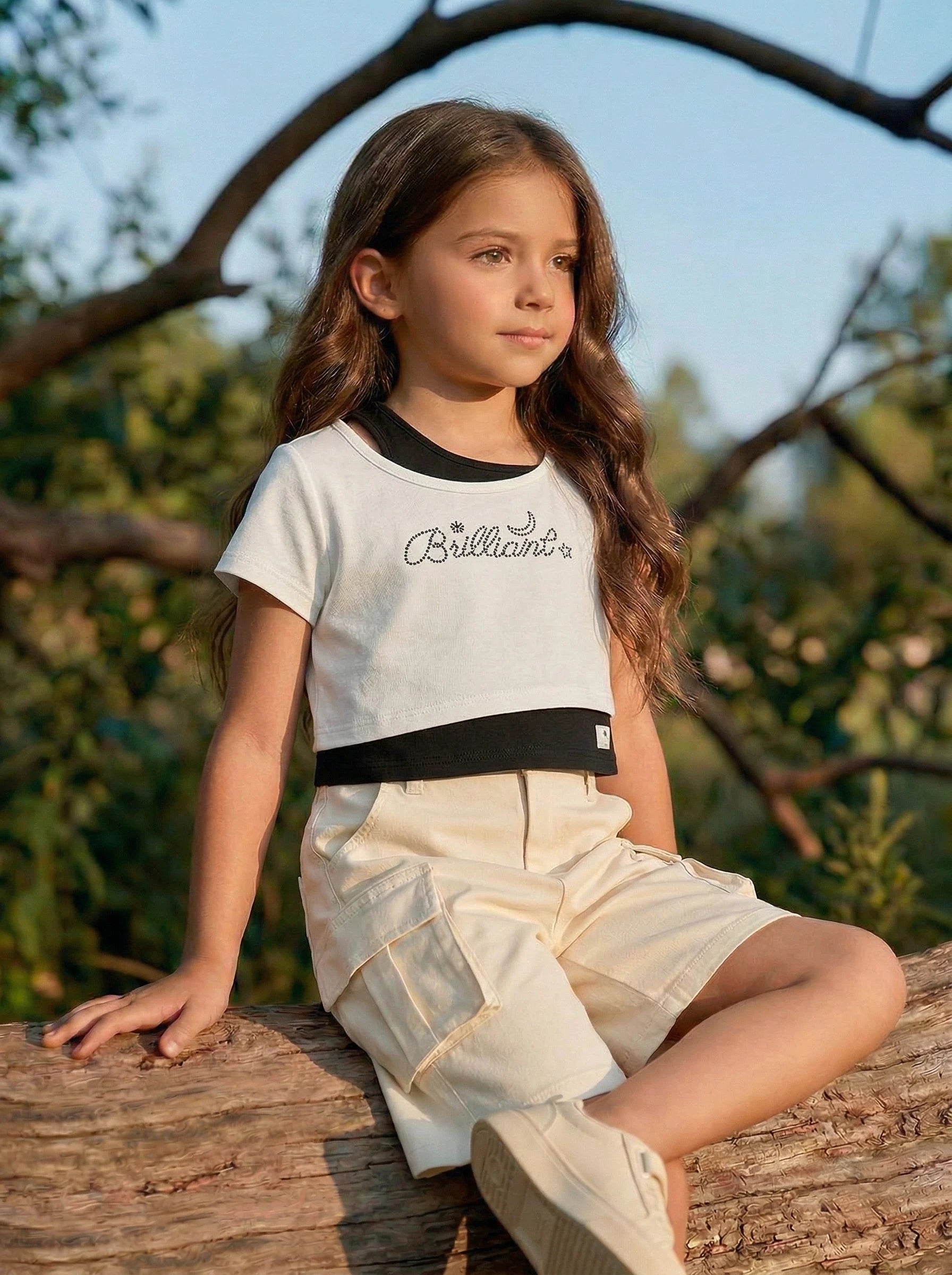Girls Cropped Graphic T-Shirt