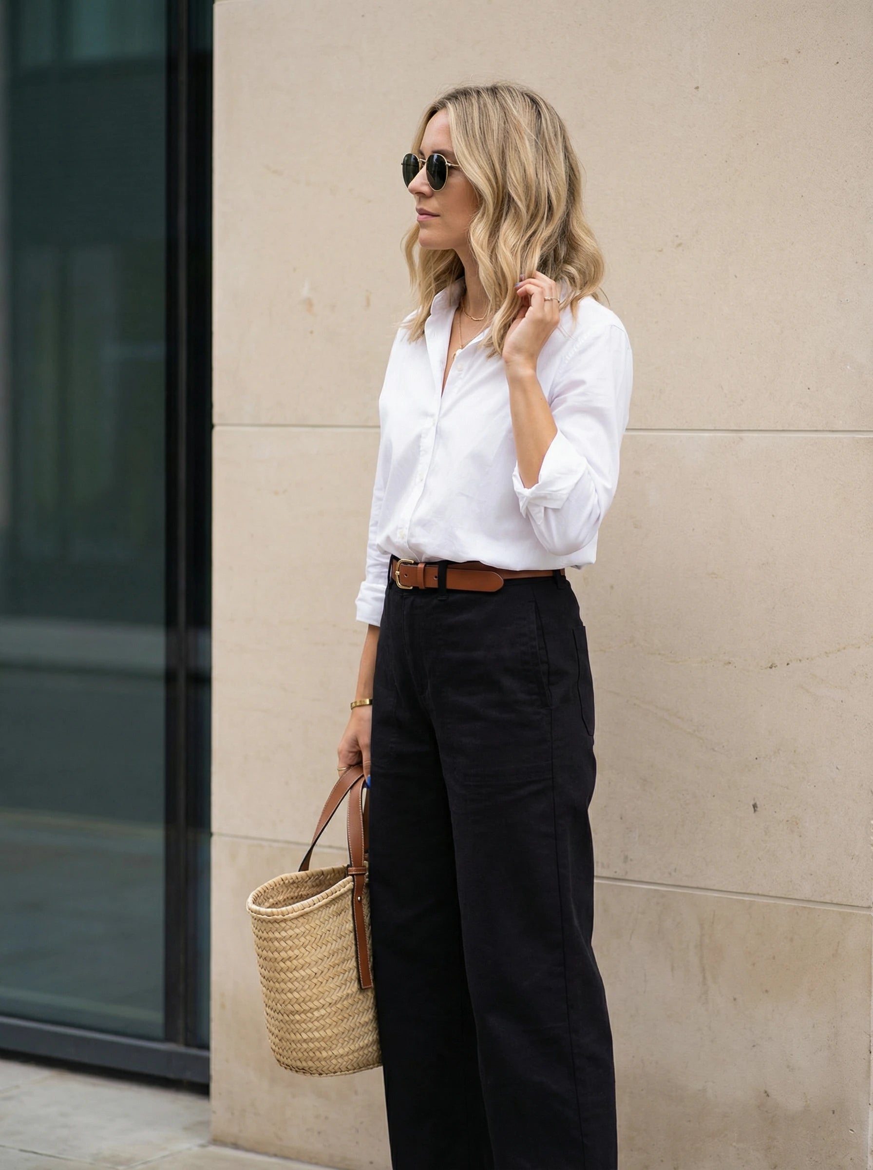 High-Waist Straight-Leg Pants
