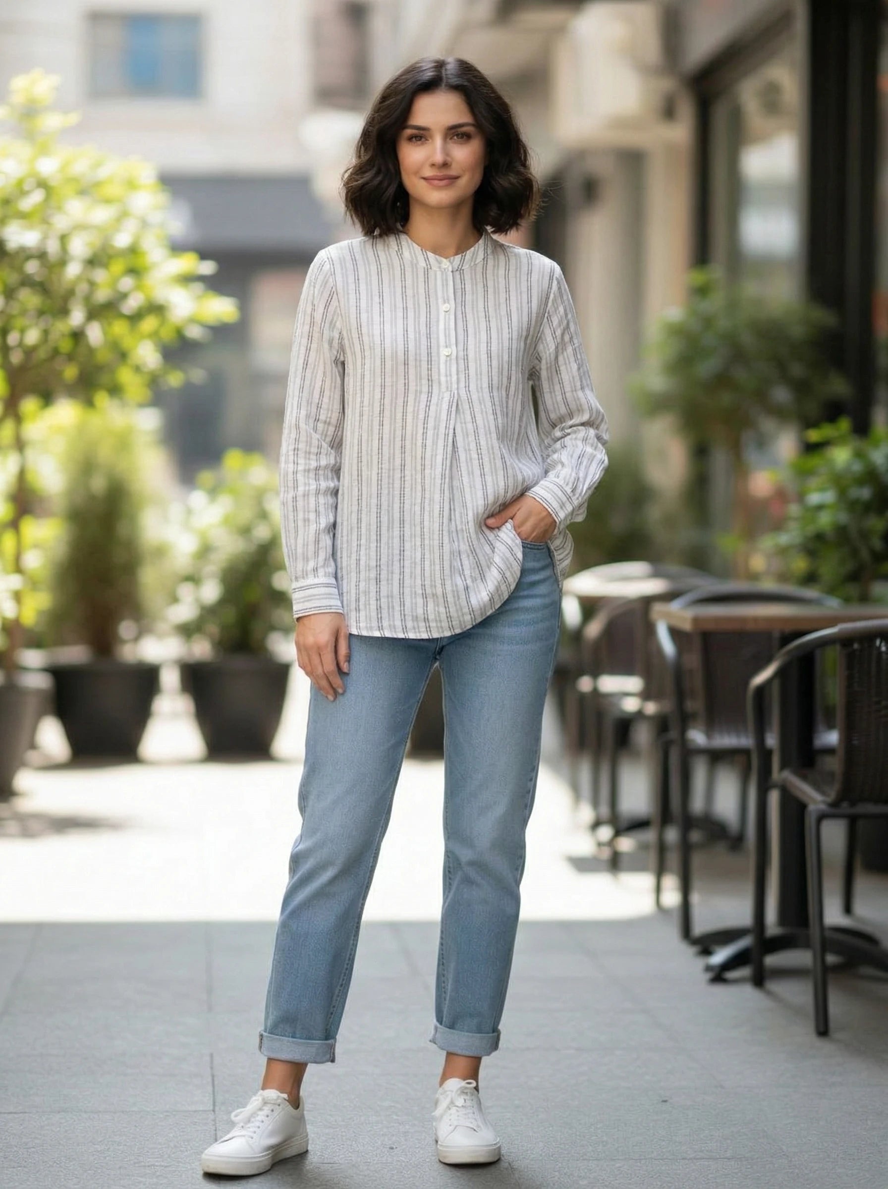 Women’s Striped Button-Front Shirt