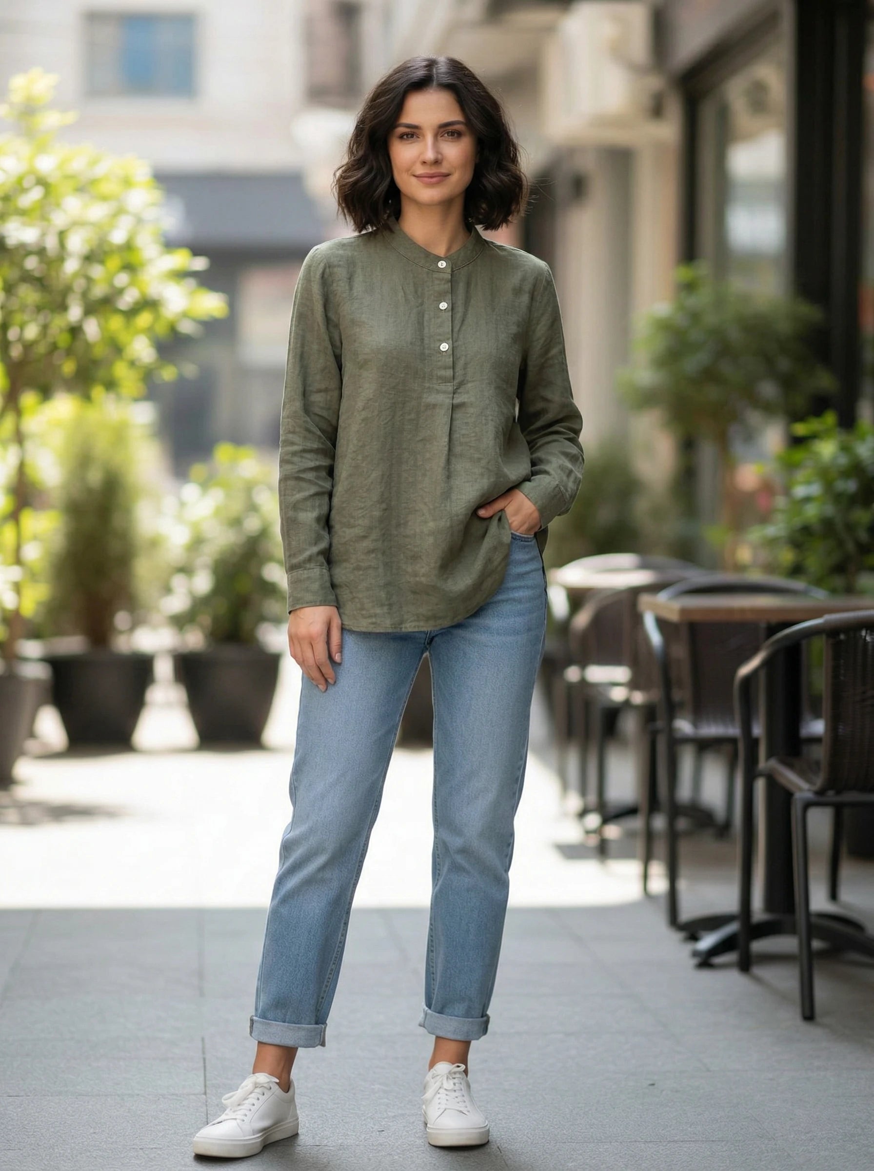 Women’s Striped Button-Front Shirt