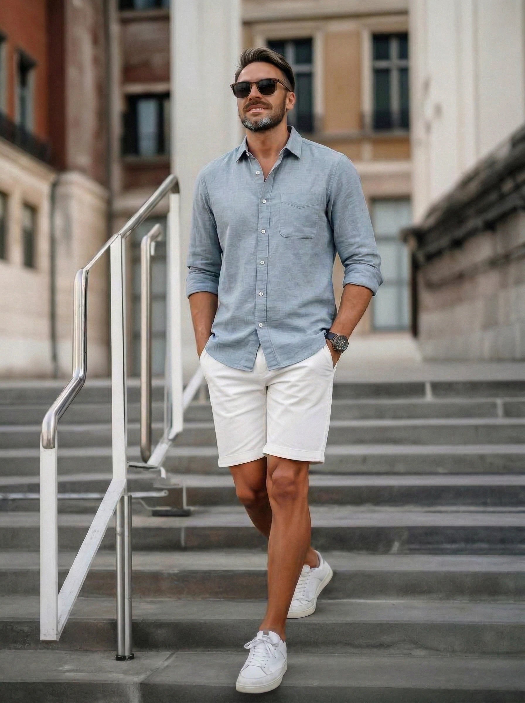 Men’s Button-Up Casual Linen Shirt