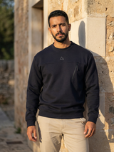 Structured Crewneck Sweatshirt with Chest Detail