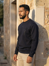 Structured Crewneck Sweatshirt with Chest Detail